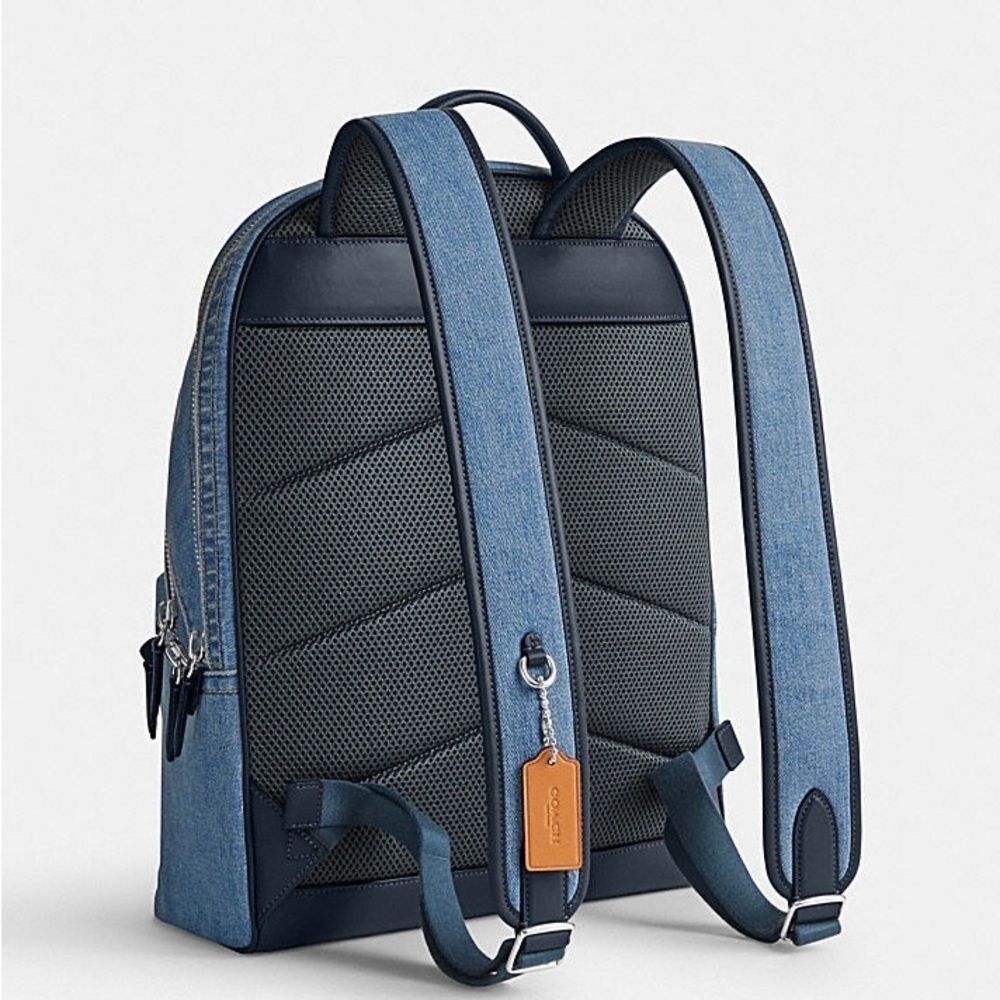 NWT COACH Charter Backpack Blue Indigo Denim CR764 Large Full Size - Picture 2 of 13